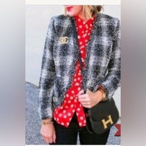 Cabi Carol Anderson By Invitation Best In Show Tweed Jacket Size 8 Black/White